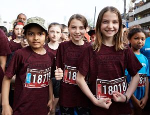 Girls run the Scotiabank Ottawa Kids Marathon